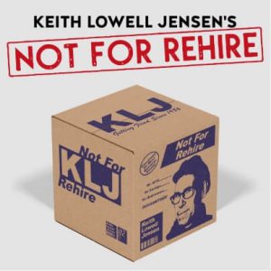 Not for rehire banner with a stencil image of Keith on a cardboard box